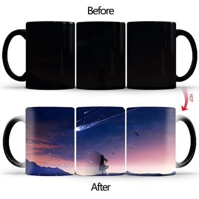 Cartoon Meteor Color Changing Mug BSKT- 164 Heat Sensitive Mugs Magic Ceramic Tea Cup Coffee Cups Drinkware Birthday Gift