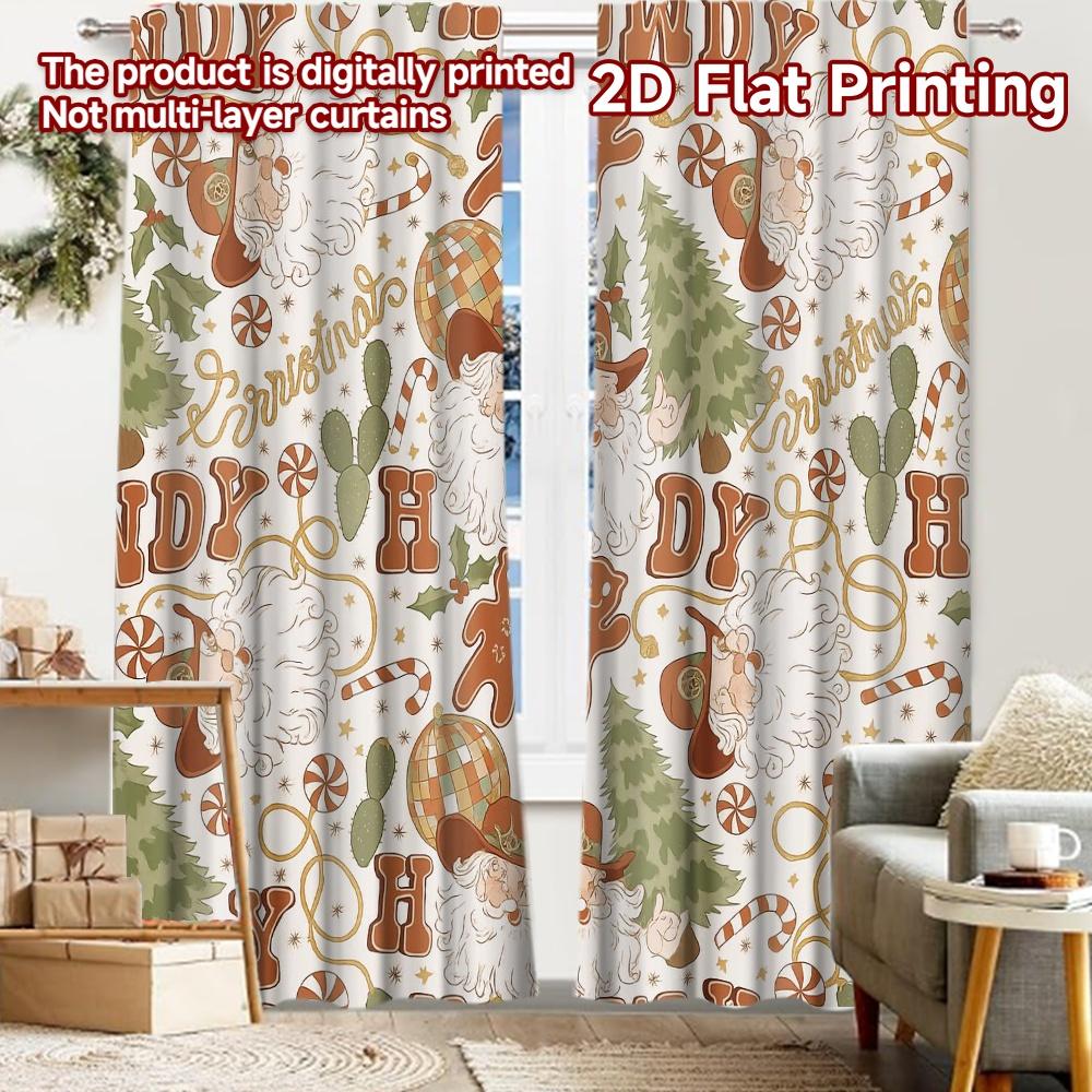 

2pcs, 2D FLAT PRINTING Curtains (Without Rod) Cowboy Christmas Popular Curtains&Drapes Festival Durable Polyester Curtains 52.50 × 116.00 cm 2 pcs