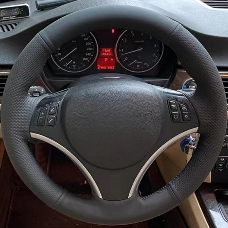 

Car Steering Wheel Cover Leather For BMW M Sport M3 E90 E91 E92 E93 E87 E81 E82 E88 Car Interior Car Styling Black Thread