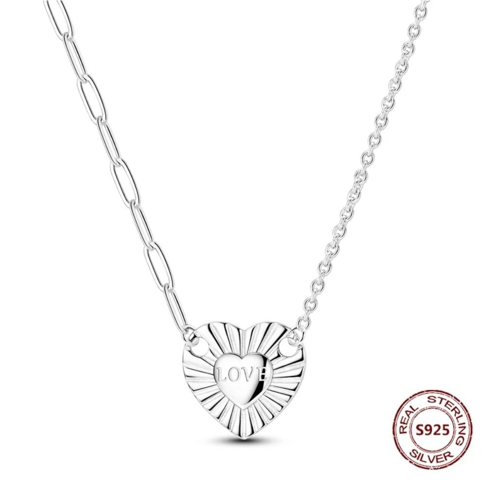 925 Silver Lucky Unicorn Necklace with Butterfly Firefly Bear Paw Print Zircon Chain Link Heart Jewelry for Women
