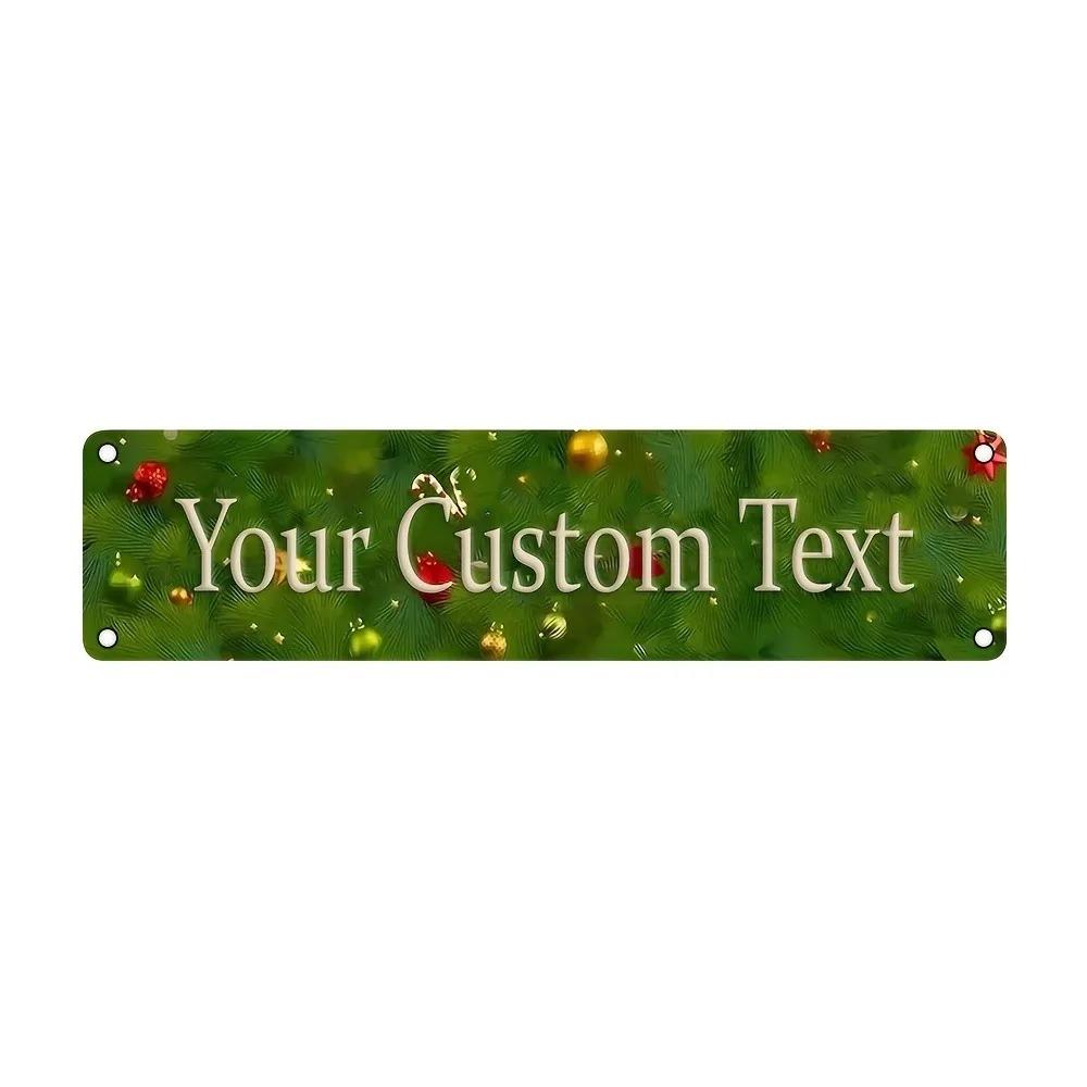 16x4In 2D Flat Classic Santa Aluminum Sign Custom Text Christmas Wall Decor