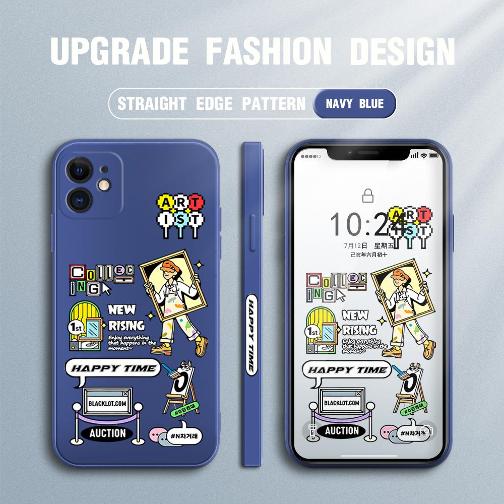 

Модный чехол для телефона с мультяшным рисунком для Redmi Xiaomi POCO Note 10 Pro 9 9A 9T 10C 8 7 11 Lite 5G X3 M3 с квадратным краем, жидкий силикон, полный защитный чехол для камеры