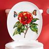 Hand-Painted Red Peony Flowers Wall Sticker Bathroom Toilet Decor Decals Living Room Cabinet Home Decoration