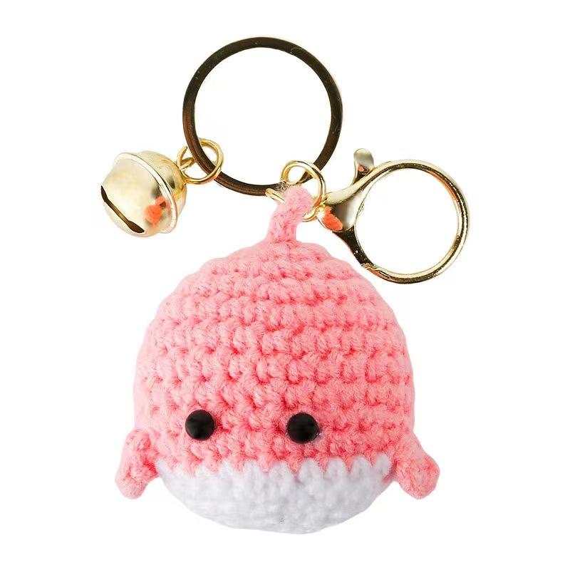 Cartoon Little Whale Keychain Hanging DIY Woollen Making Small Toy Ornaments Gift Car Bag Accessories Handmade Crochet Pendant