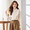 Women's Stand Collar Ruffle Long Sleeve Shirt