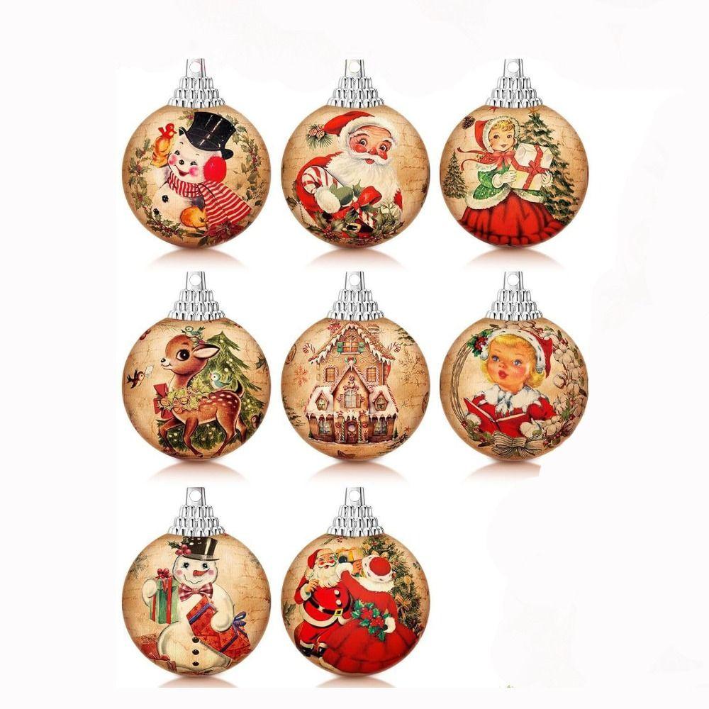 Snowman Farmhouse Hanging Ball Handcrafted Xmas Tree Pendant Retro Christmas Decorations