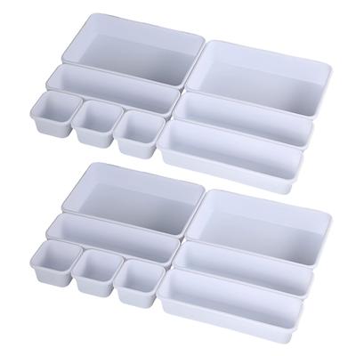 East Leaf Drawer Divider 2 Sets Trays of Various Sizes for Organizing Desk Storage for Small Cosmetics Trays, [16 Items] Items, Stationery, (White)