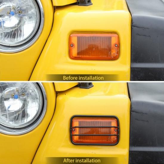 2pcs Wheel Eyebrow Turn Signal Light Guards Cover For Jeep Wrangler TJ 1997-2006