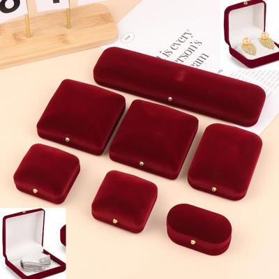 Red Flocking Gold Buckle Jewelry Box Pendant Ring Necklace Earring Bracelet Display Storage Box Packaging Box Wedding Rings Box