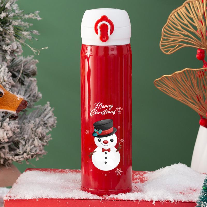 500ML Stainless Steel Bouncing Cover Vacuum Flask Thermos Cup Christmas & New Year For Gift Coffee Tea Milk Thermo Bottle Vacuum