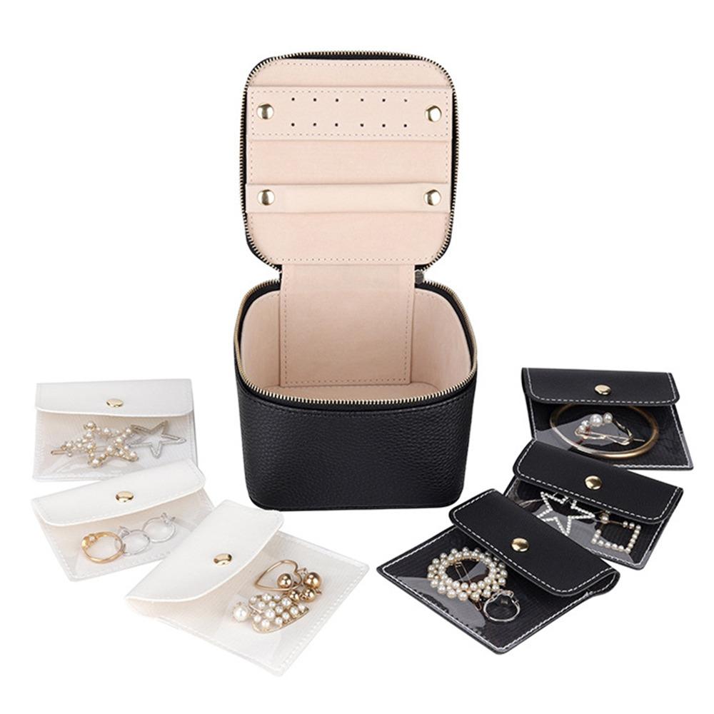Genuine Leather Jewelry Packing Bag Portable Earrings Storage Case Jewelry Holder Handbag  Travel