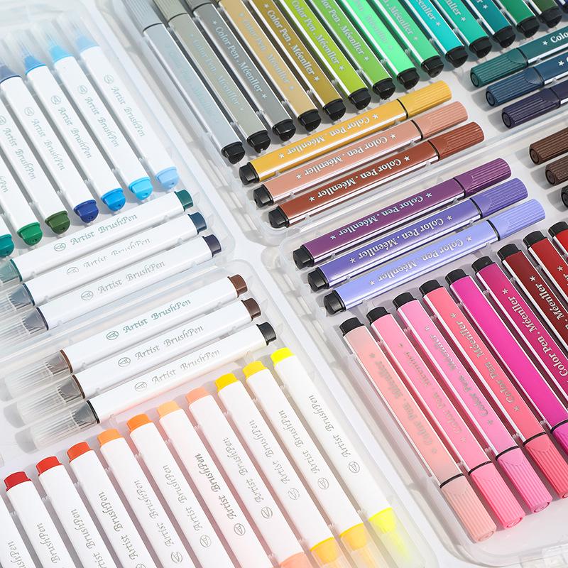 Washable Children's Triangle Grip Watercolor Pens Set - Large Capacity Soft Tip Brushes for Painting