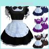 Vestido de Servente Cosplay Feminino Comprimento no Joelho Gola Boneca Em Estilo Retro Elegante