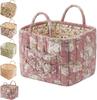 Boho Fabric Storage Basket, Floral Laundry Baskets,Decoration Large Capacity Storage Baskets, Portable Folding Storage Bag for Clothes and Sundries