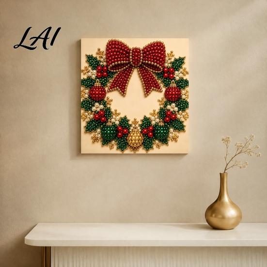 Progetti Artistici per Alleviare lo Stress Kit Perle Finte di Natale Pittura Capanna Innevata di Babbo Natale Kit Artigianale 3D Scintillante con Perline Fai da Te per Adulti Parete per le Festività Invernali di Casa