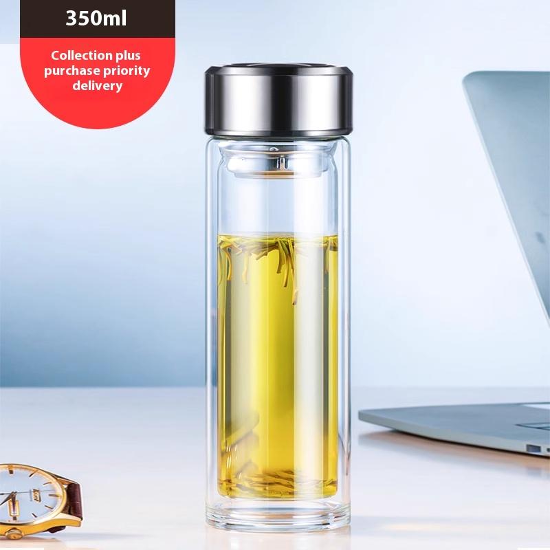 

Двухслойная стеклянная чашка GIANXI, термостойкие стаканы для воды с фильтром для заварки чая, большая вместимость, герметичные стаканы, посуда для напитков 350-420ml