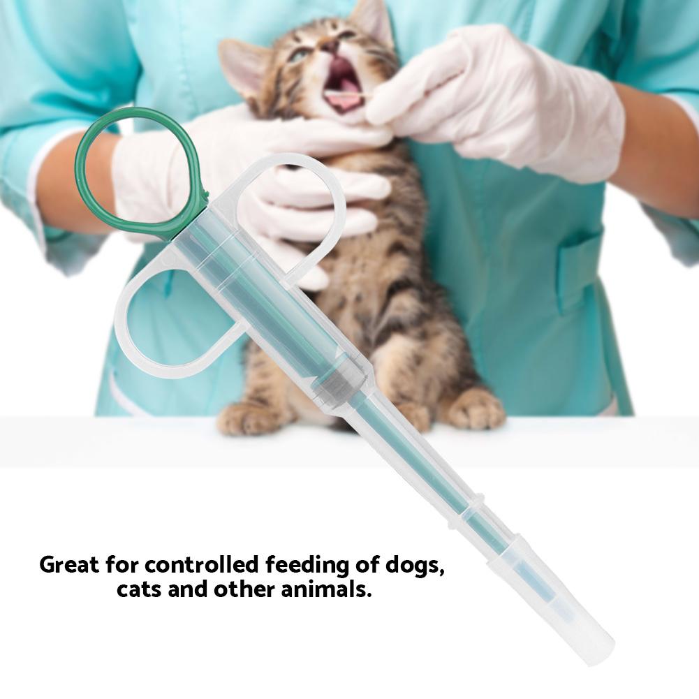 10 Stück Haustier Tier Katze Hund Medizin Fütterungswerkzeug Pille Tablette Kapsel Schieber Futterspender (Grün)