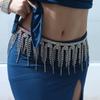 Crystal Studded Gold Silver Belly Dance Belt Adjustable Body Jewelry Tassels Body Jewelry