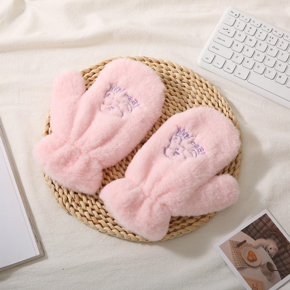 

Перчатки-медведи на всю руку плюшевые плюшевые перчатки милые корейские мультяшные перчатки холодная погода розовый