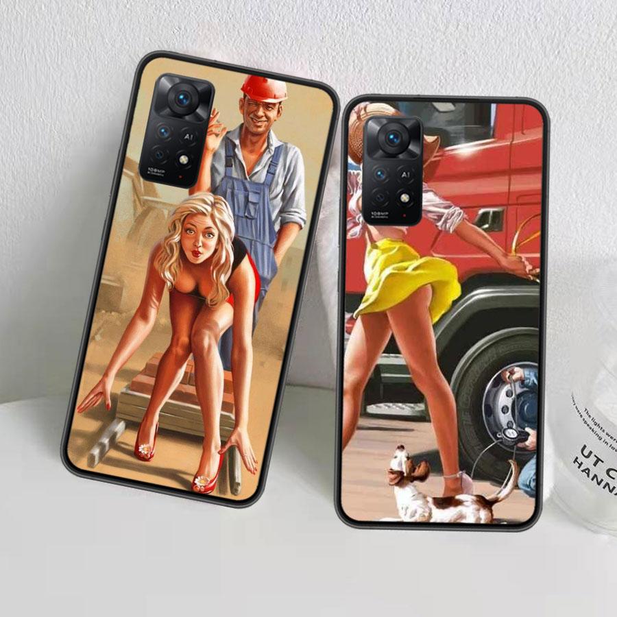 WW2 Sexy Pin Up Girl Vintege Phone Case For Xiaomi Redmi Note 12 Plus 12S 11 11T Pro 5G 11E 11S 4G 10 10S 9 9S 9T 8 8T 7 6 5 Cov