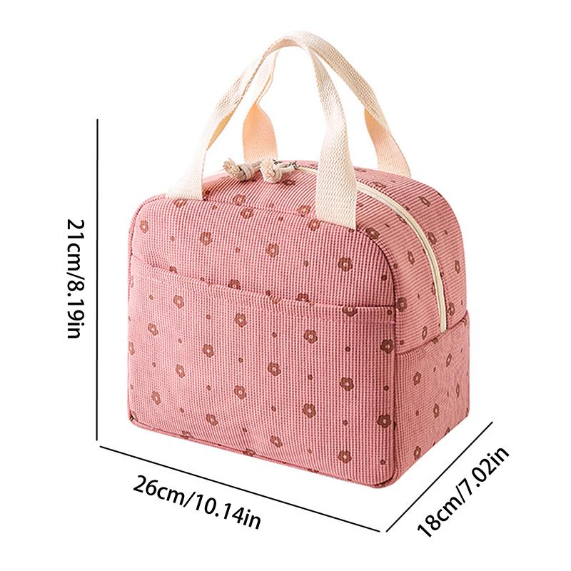 1Pieces Corduroy Lunch Bag Thermal Insulation Lunch Box Storage Handbag Multifunctional Kids School Cooler Bag Outdoor Tableware