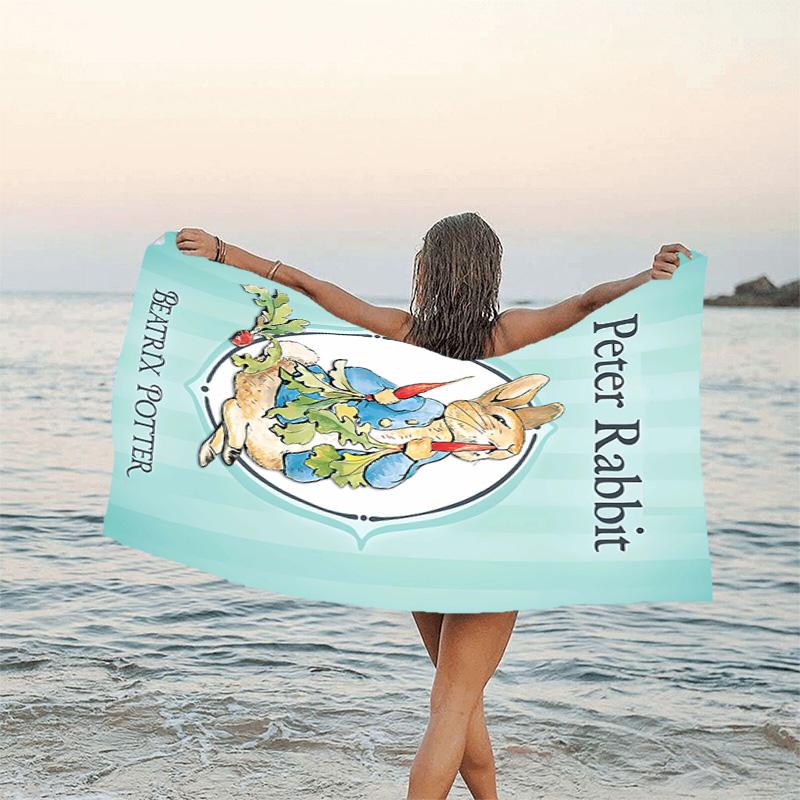 1pc Peter Rabbit2 Beach Towel, Beach and Seaside Swimming Pool Equipment, Fashion Pattern, Rectangular, Travel Essentials