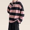 Moda Punk Homens Harajuku Preto Rosa Listrado Hoodies Masculino Solto Oversized Manga Comprida Meninos Camisetas Retro Hoodies Punk Roupas Meninos Pullover