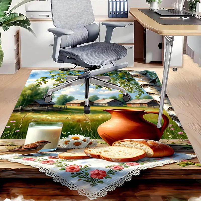 1PC Rustic Breakfast Non-Slip Floor Carpet Compatible for Office&Living Room&Bedroom&Dining Room - Flat - Weave Machine-S0328