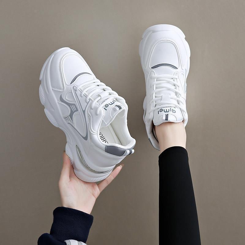 New Women's Shoes Inner Shoes Show Feet Small Size Platform White Shoes Genuine Leather Casual Sports Shoes Spring