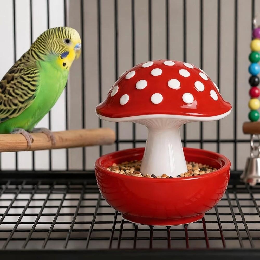Spill Proof Bird Feeder Bowl Resin Bird Water Bowl Easy Clean Mushroom Bird Feeder  Balcony