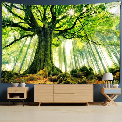 Green Nature Forest Tapestry Wall Hanging Bohemian Tree Landscape Living Room Bedroom Hippie Artist House Decor