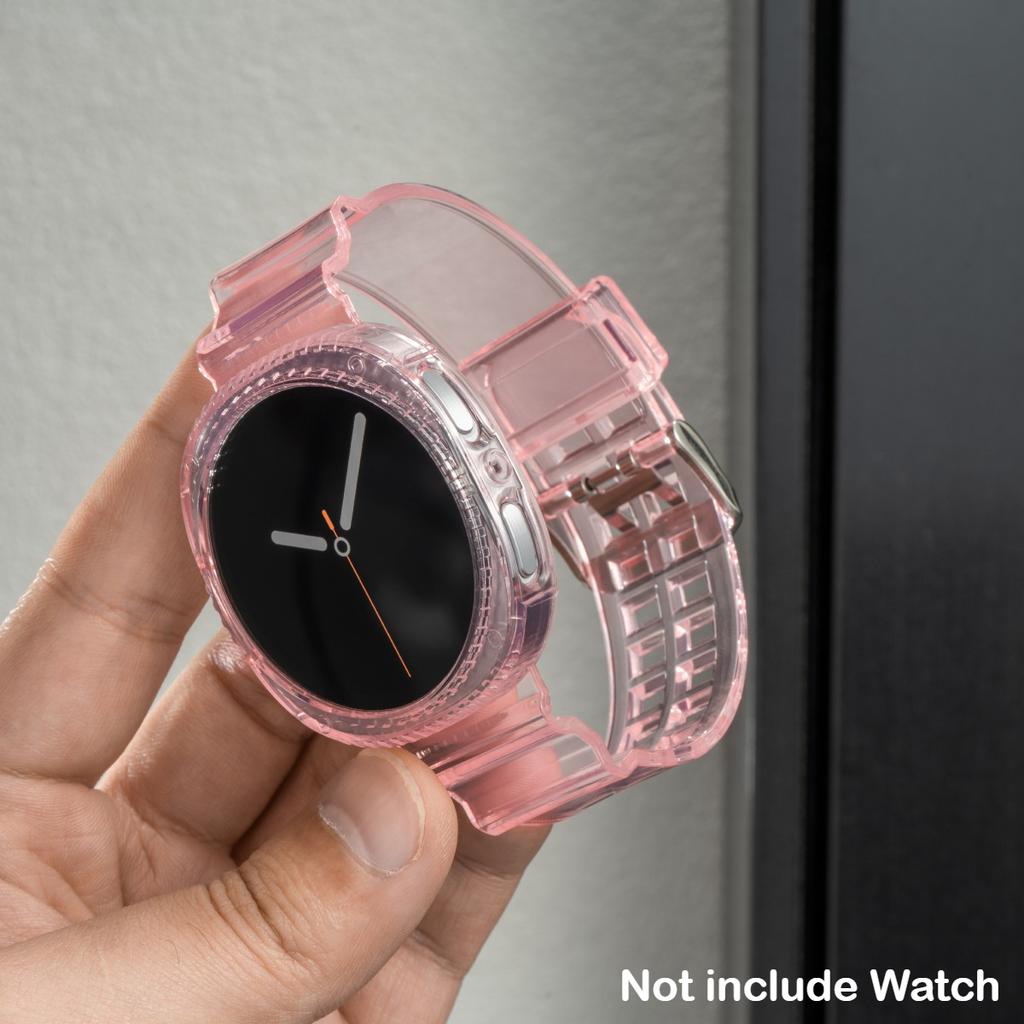 Przezroczyste Etui+Pasek do Samsung Galaxy Watch 8 40 44mm Opaska Pulseira Silikonowa Bransoleta Correa do Galaxy Watch 8 Classic 46mm