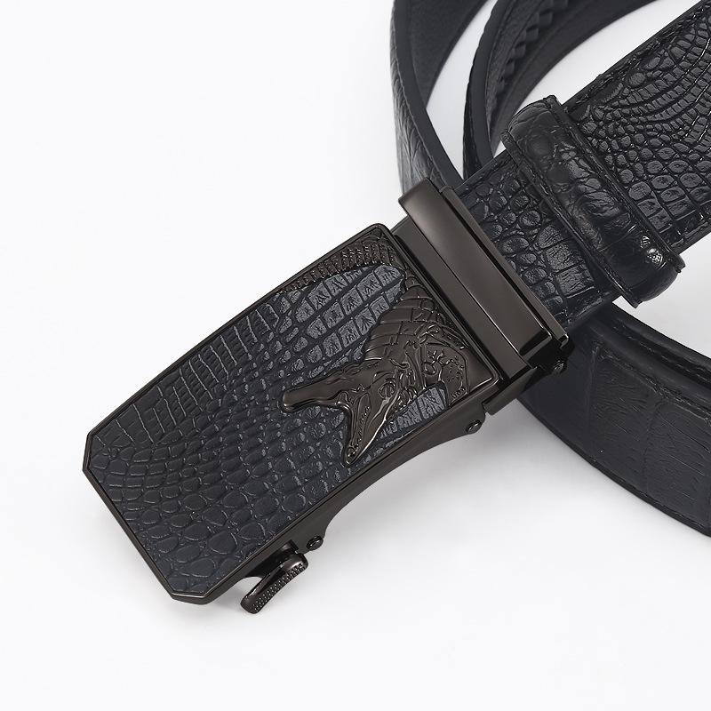 Men's Genuine Leather Crocodile Pattern Automatic Buckle Belt