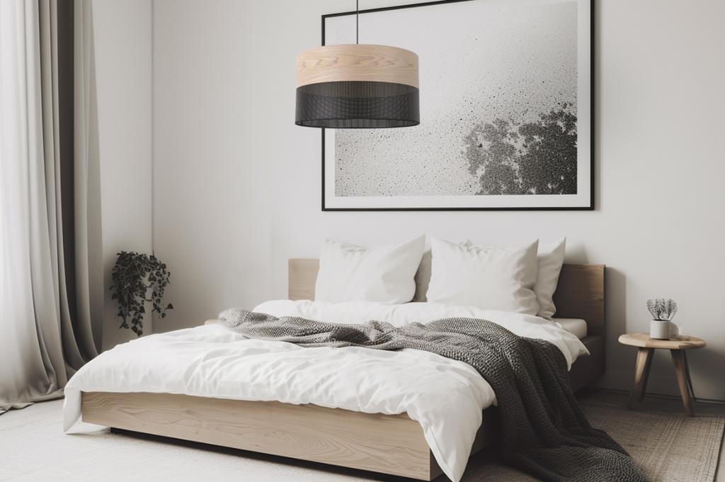 Single Hanging Lamp Classic Oak Veneer Lampshade 40Cm
