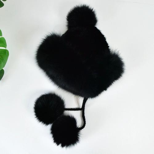 Fox Hair Lei Feng Hat Women's Winter Thickened Warm Mink Fur Hat Women's Korean Version Versatile Mink Ear Cap