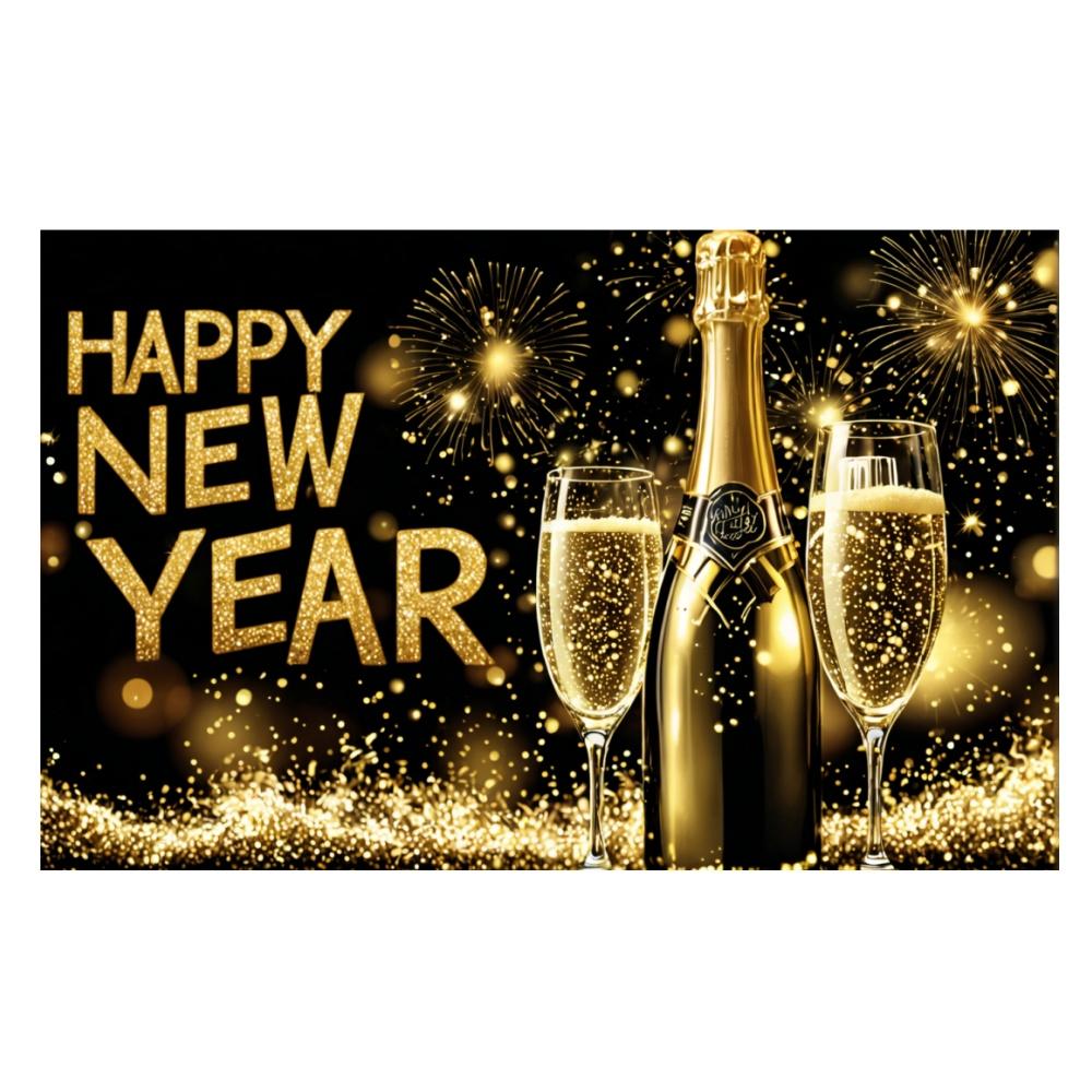 2025 Happy New Year Theme Party Background Fireworks Golden Banner Decoration New Year Celebrate Family Party Photo Supplies