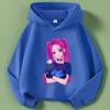 Autumn Warm K-pop Demon Hunters Girls Hoodie Long Sleeve Outerwear Saja Print Hooded Coat for Children Fashion Pullover Kid Tops