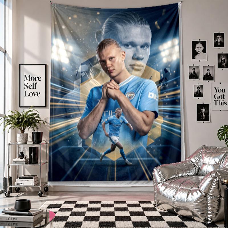 Erling Haaland Wall Tapestry Home Decor Wall Hanging Cloth for Bedroom Living Room Background