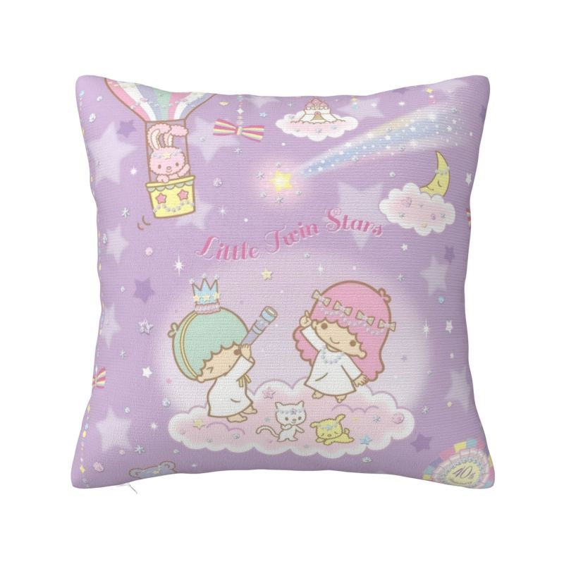 Sanrio Little Twin Stars Anime Cover 45x45cm Soft Lala Cartoon Kiki Cute Throw Pillow for Sofa Square Pillowcase Decoration
