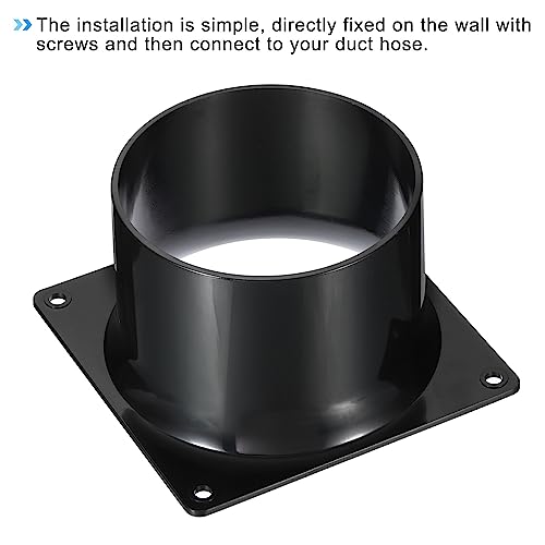 PATIKIL 100mm Duct Connection Flange, 4-Piece Set, Dryer Vent Wall Plate, Square-Round Straight Duct Plate for Heating, Cooling, and Ventilation Fans,