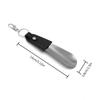 Stainless Steel Shoe Horn With Leather Strap and Keychain Compact Portable Design For Travel Kids Elderly Footwear Aid