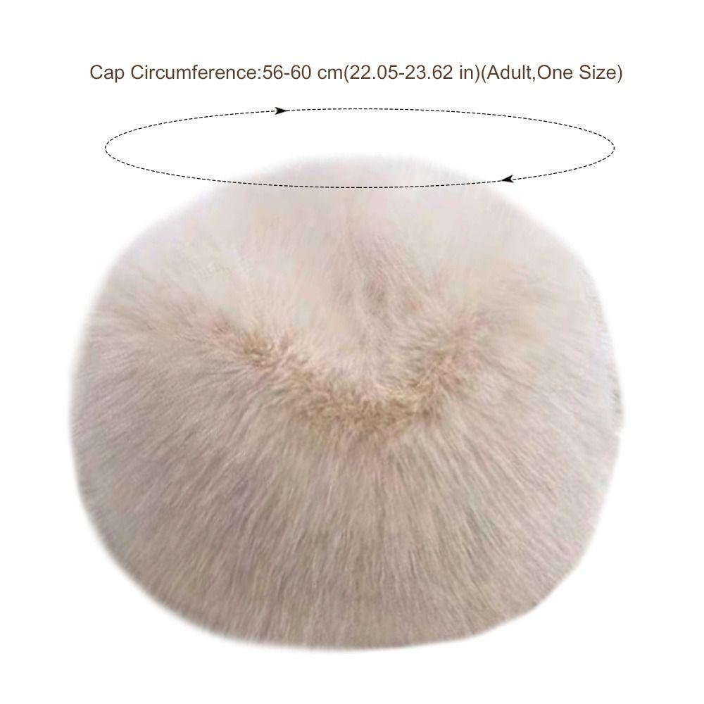 Smooth Mongolian Fluffy Hat Thickened Fur Fluffy Texture Warm Bucket Hat Round Top Ear Protection Winter Hat Ladies Headwear
