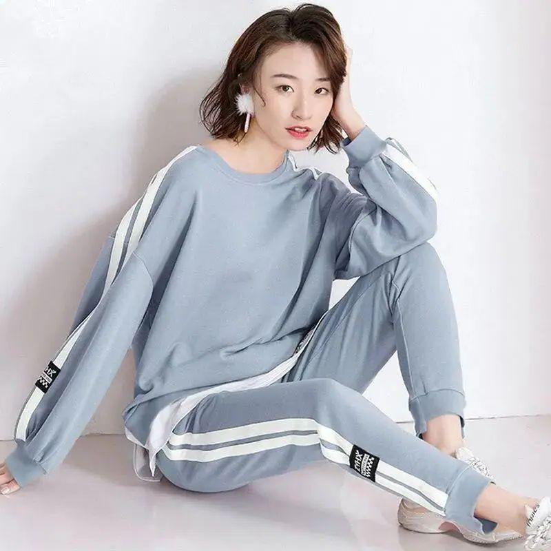Women's Causal Sweat Suit Spring Autumn  T-shirt Plus Size Clothing Fashion Elegant Tops and Pants 2 Two Piece Sets for Women