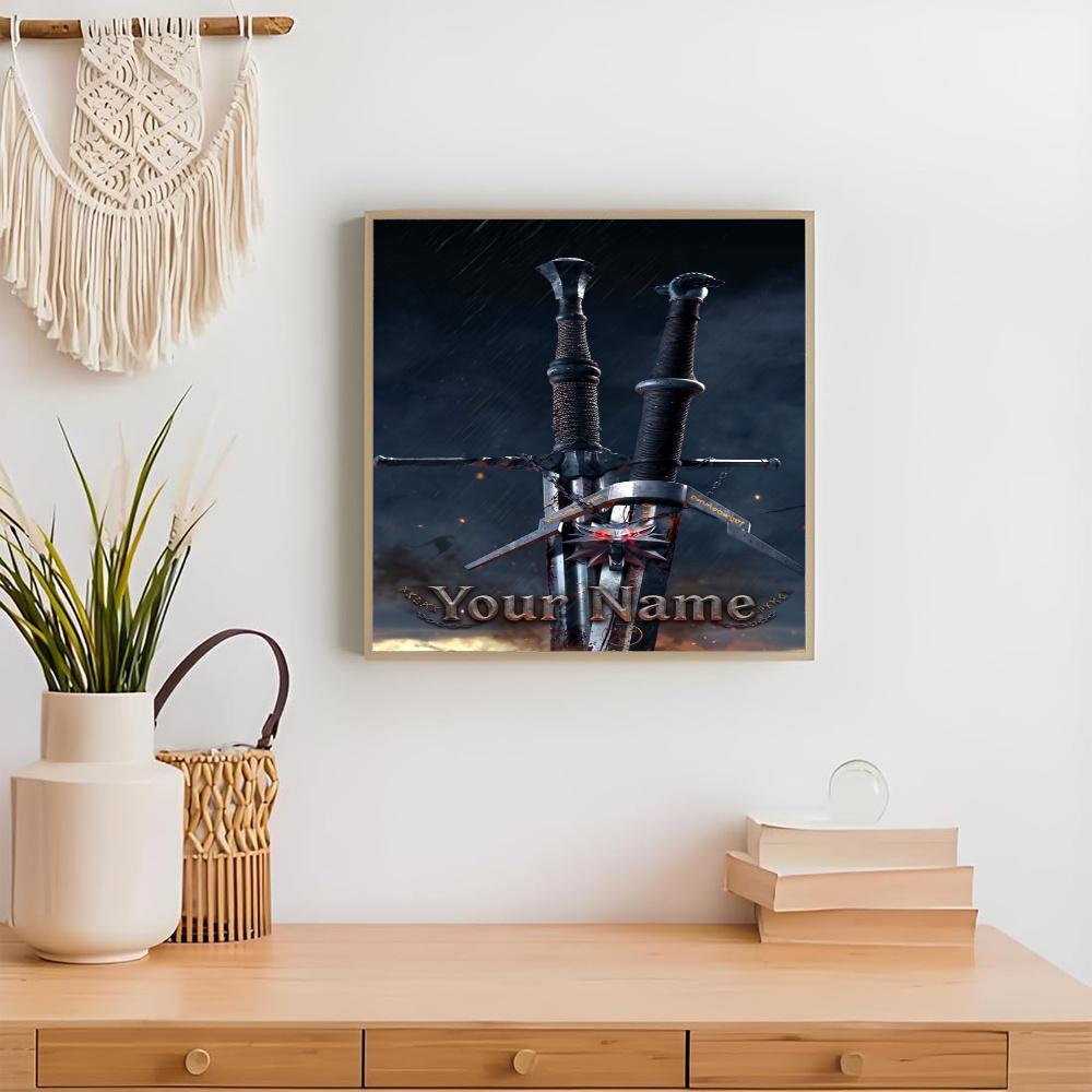 The Witcher 3 Customize Your Name Diamond Painting Round Diamond Diy Frameless Holiday Artwork Suitable For Home Office Wall Decoration