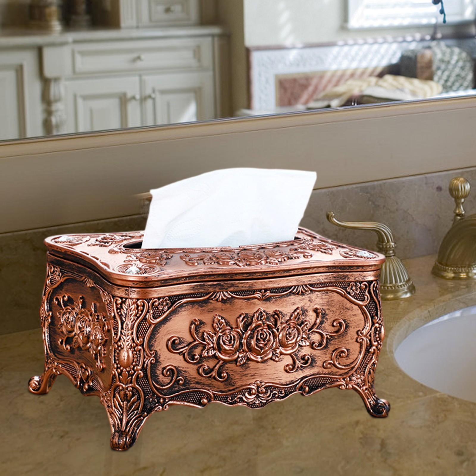 

Gold Edge Small Napkin Tissue Box Paper Box Creative Acrylic Desktop Plastic Paper Box One Size