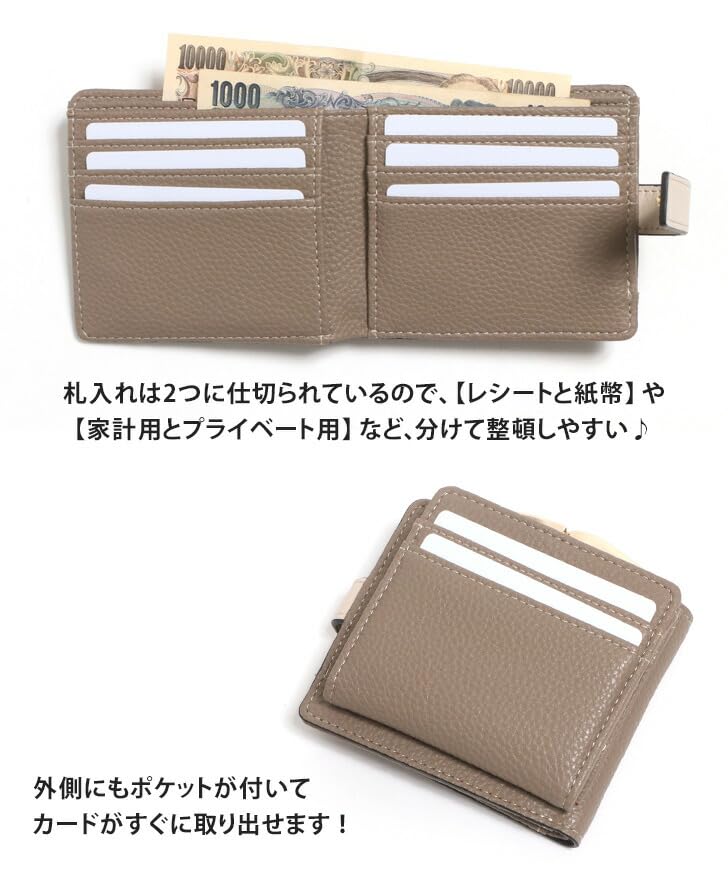 Belt Design Clasp Wallet for Stylish and Large Ivory F [JOKnet] Mail-order Bi-color Bi-fold Women, Cute, Capacity,