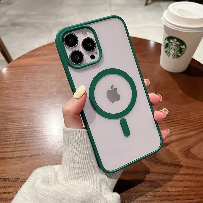For Magsafe Magnetic Wireless Charging Case For iPhone 16 15 14 13 12 11 Pro Max 16 Plus 12 13 Mini 16e Hard Acrylic Clear Cover