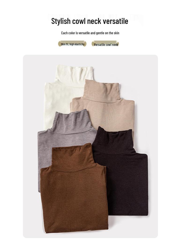 Dámská základní vrstva s rolákem: Tencel Vlna, Slim Fit, Vysoká Elasticita, Dlouhý Rukáv, Hřejivý Podzimně-Zimní Top