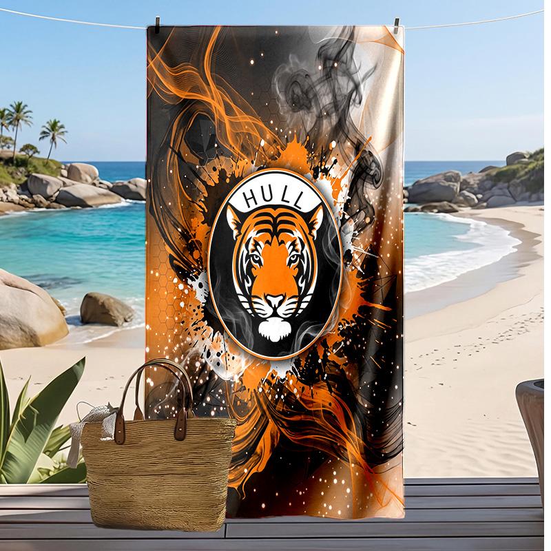 Asciugamano da Spiaggia con Stampa Calcio Hull City, Asciugamano Grande Morbido Asciugatura Rapida per Spiaggia Campeggio Nuoto