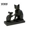 Resistant Decoration 3D Printed Modern Cat & Mouse Sculpture, Minimalist Animal Interaction Desk Decor, Matte Art Room Collectible